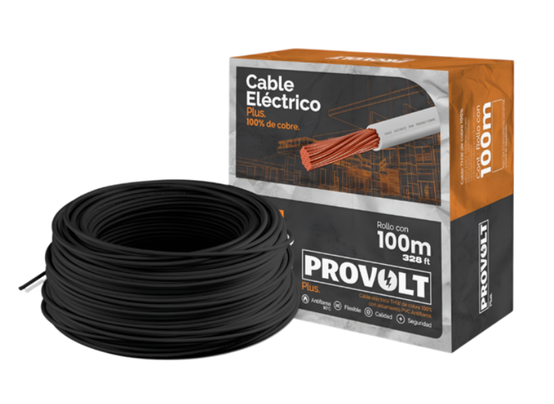 Cable eléctrico Provolt calibre 12 en rollo de 100 m, tipo THW