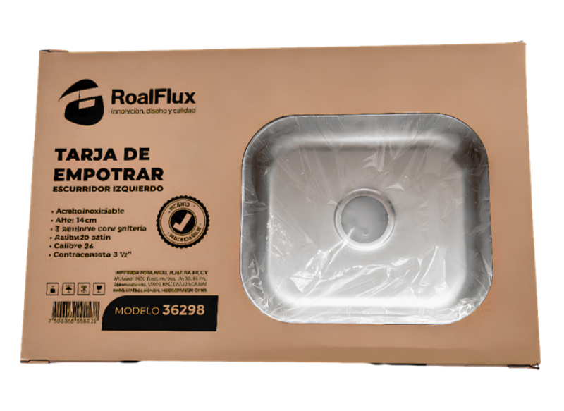 Tarja de empotrar RoalFlux modelo 36298 con escurridor izquierdo
