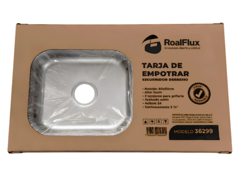 Tarja de empotrar RoalFlux modelo 36299 con escurridor derecho